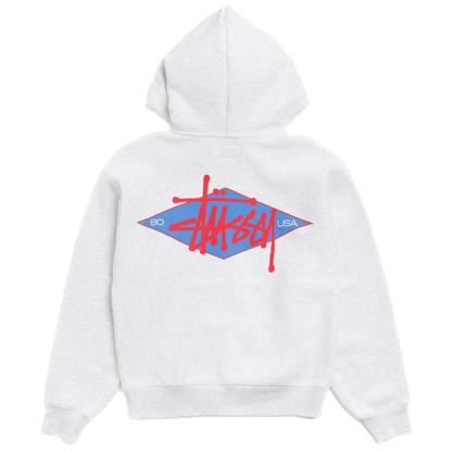 Stussy Basic Diamond Zip Hoodie - Ash Heather