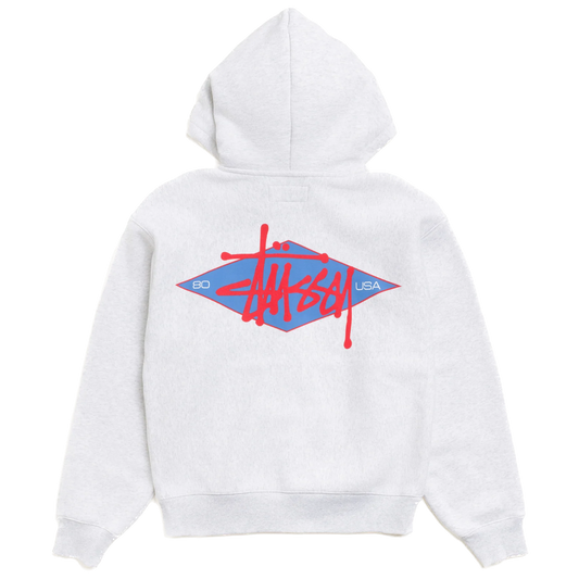 Stussy Basic Diamond Zip Hoodie - Ash Heather
