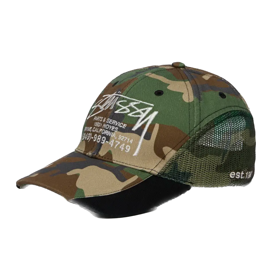 Stussy Lp Service Mesh Strapback Cap - Camo