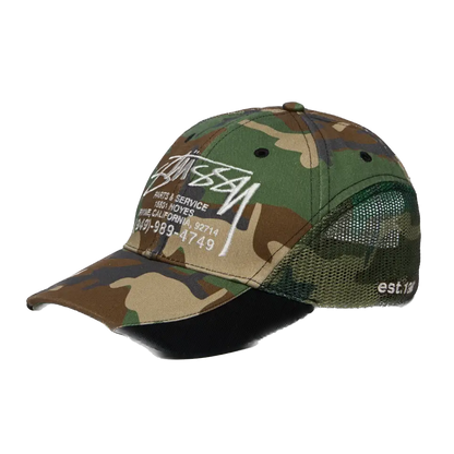 Stussy Lp Service Mesh Strapback Cap - Camo