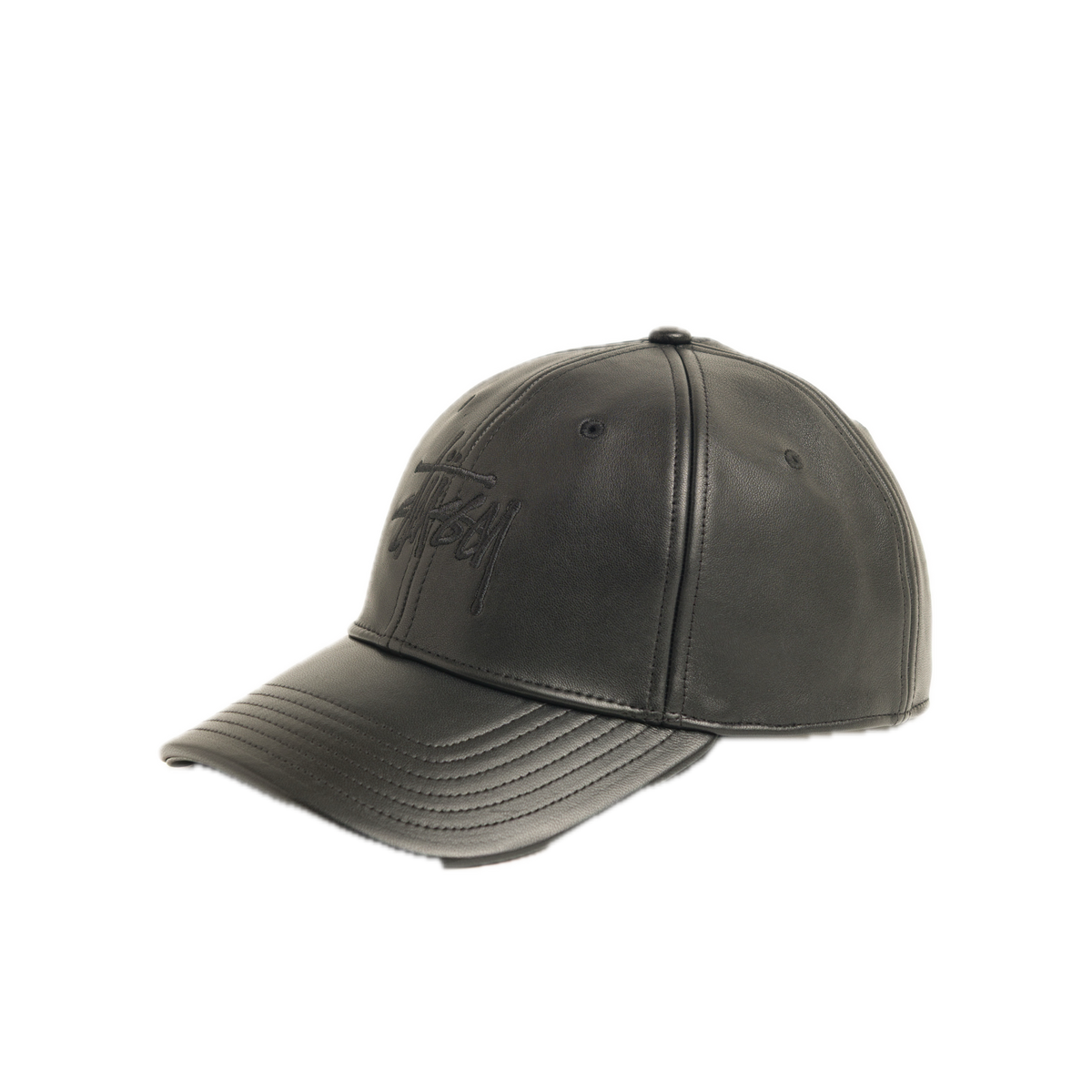 Stussy Low Pro Leather Strapback Cap - Black