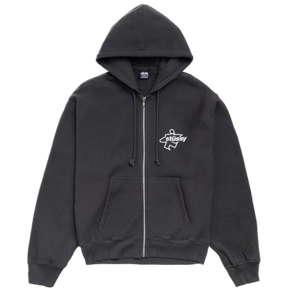 Stussy Surf Size Garment Dyed Zip Hoodie - Faded Black