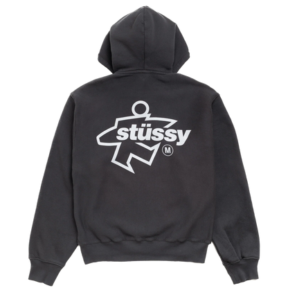 Stussy Surf Size Garment Dyed Zip Hoodie - Faded Black