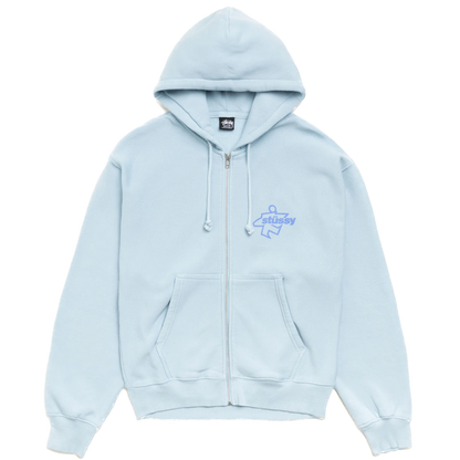 Stussy Surf Size Garment Dyed Zip Hoodie - Sky Blue