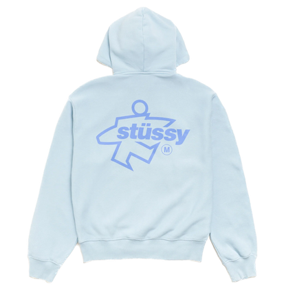 Stussy Surf Size Garment Dyed Zip Hoodie - Sky Blue