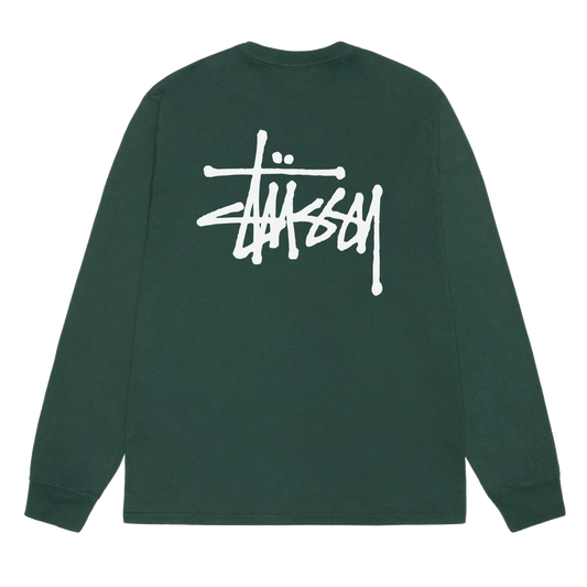 Stussy Basic Pigment Dyed Longsleeve - Forest