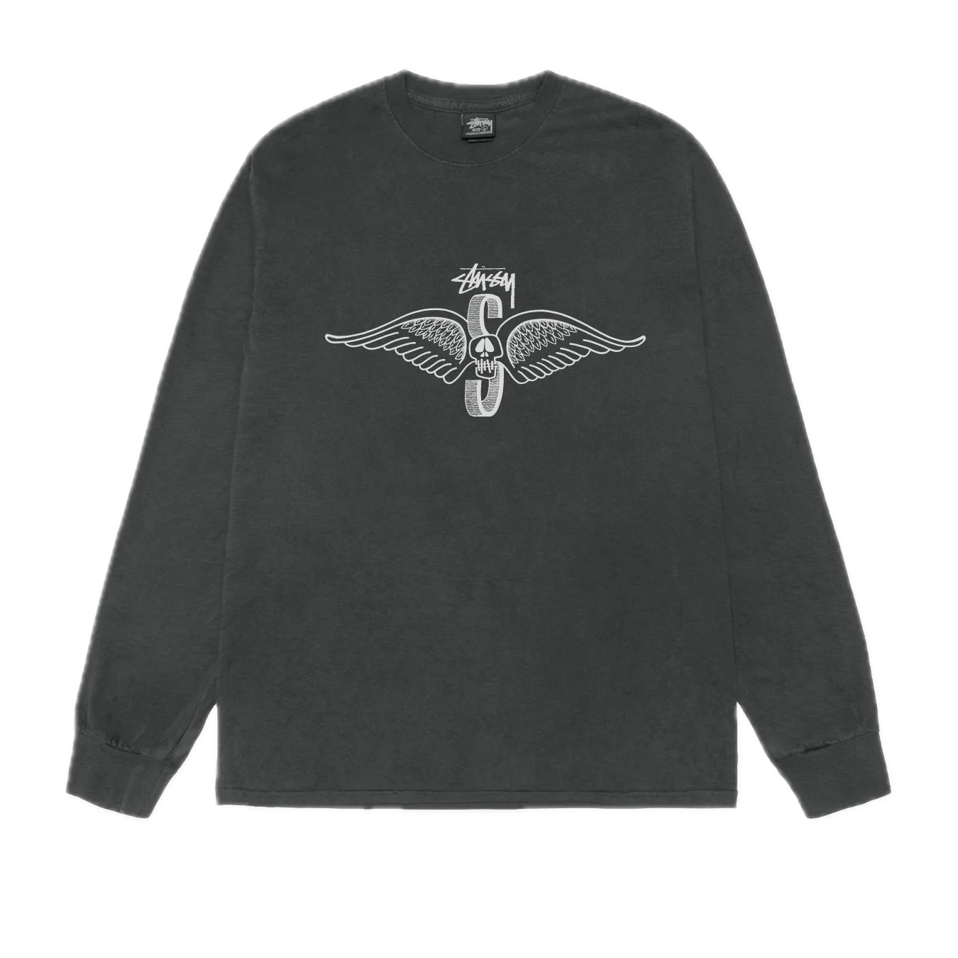 Stussy Skull Wings Pigment Dyed Longsleeve - Black