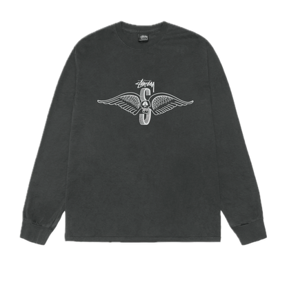 Stussy Skull Wings Pigment Dyed Longsleeve - Black