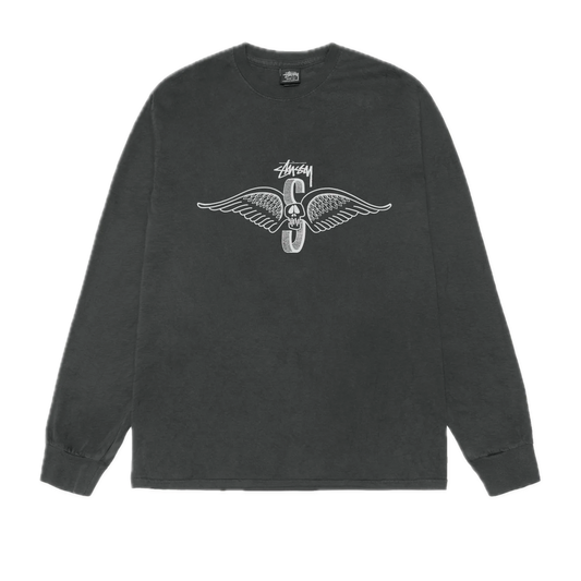 Stussy Skull Wings Pigment Dyed Longsleeve - Black