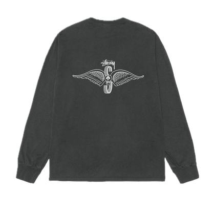 Stussy Skull Wings Pigment Dyed Longsleeve - Black