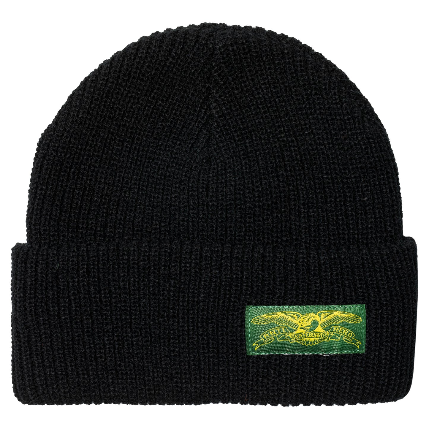 Antihero Stock Eagle Label Cuff Beanie - Black/Green/Yellow