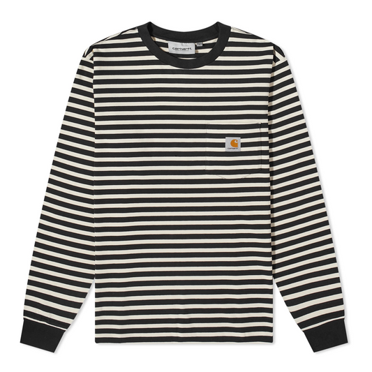 Carhartt WIP Seidler Stripe Longsleeve - Salt/Black