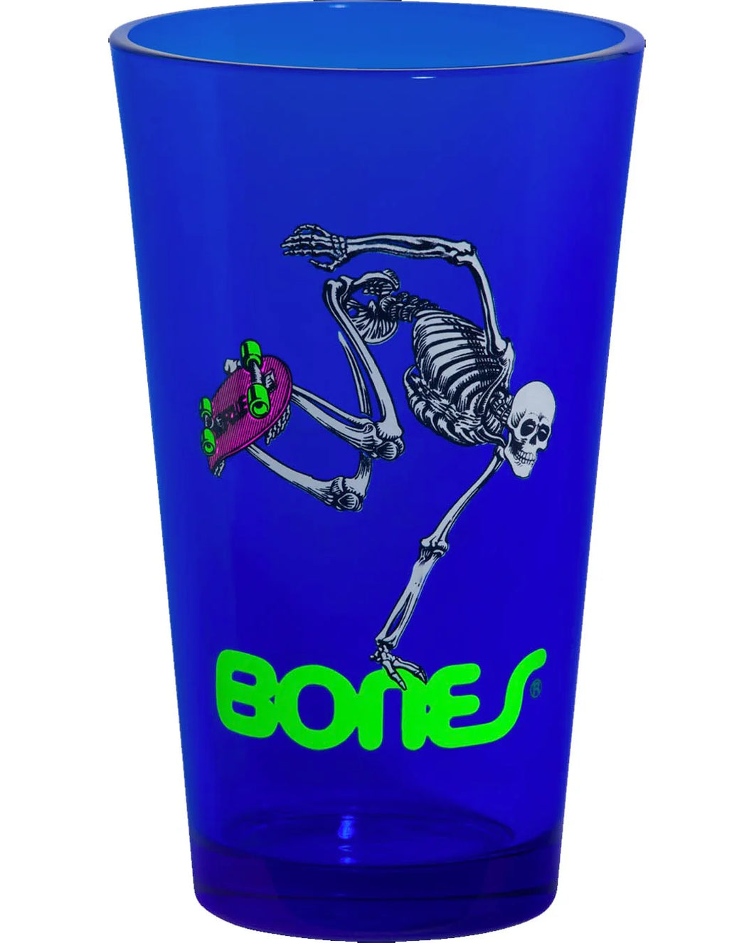 Skateboard Skeleton Pint Glass - Blue