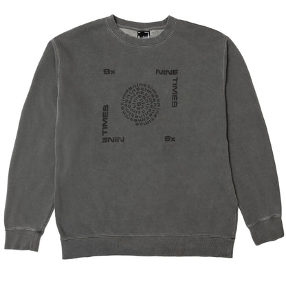 Ninetimes Letraset Crewneck - Pigment Dyed Black