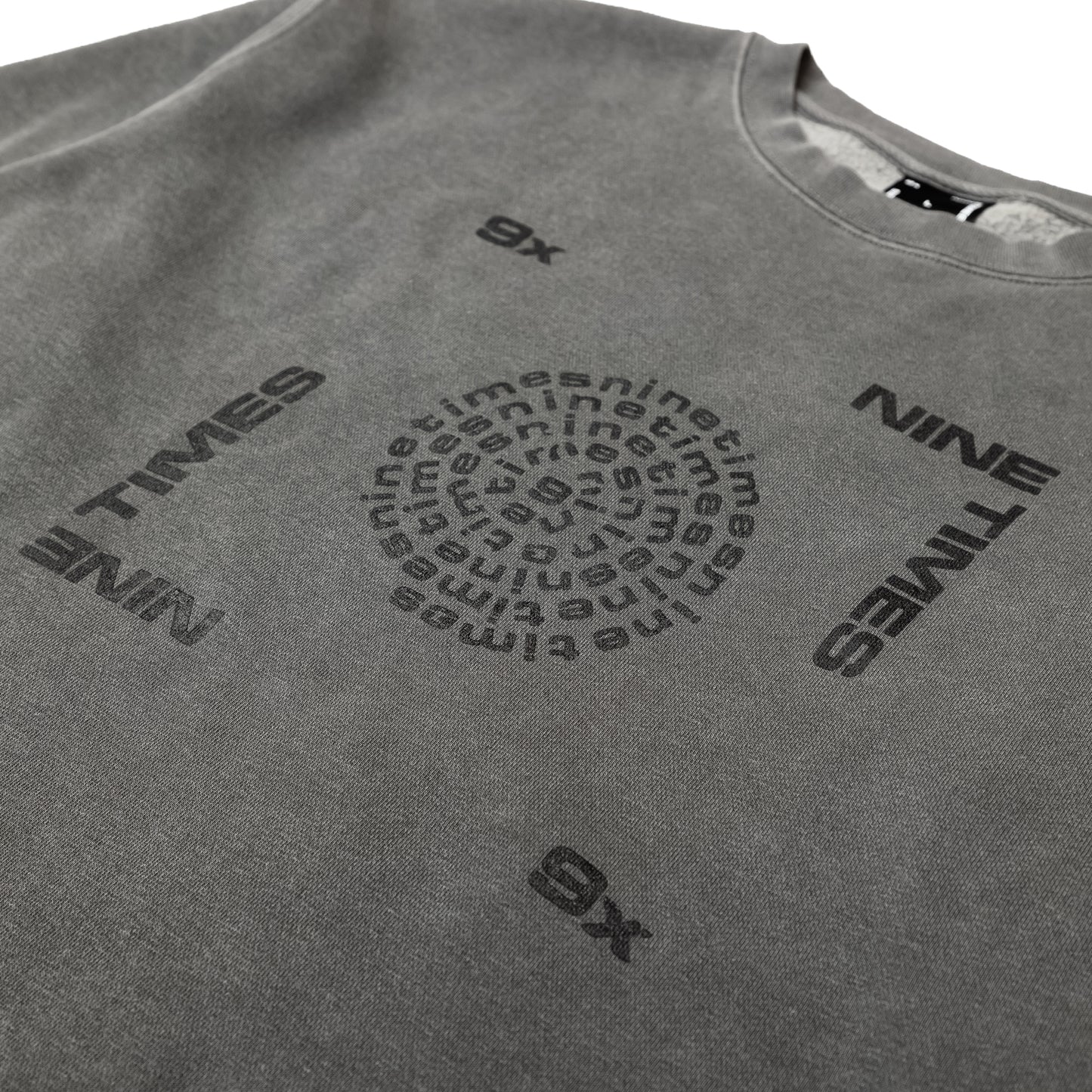 Ninetimes Letraset Crewneck - Pigment Dyed Black