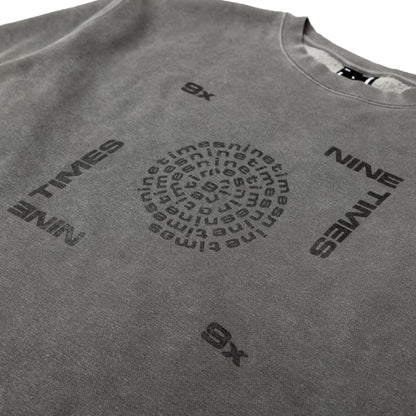 Ninetimes Letraset Crewneck - Pigment Dyed Black