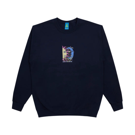 Frog Sun-Star-Moon Crewneck - Navy