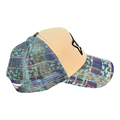 Star Team Camo Plaid Trucker Hat - Blue