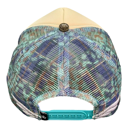 Star Team Camo Plaid Trucker Hat - Blue