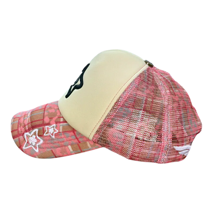 Star Team Camo Plaid Trucker Hat - Pink