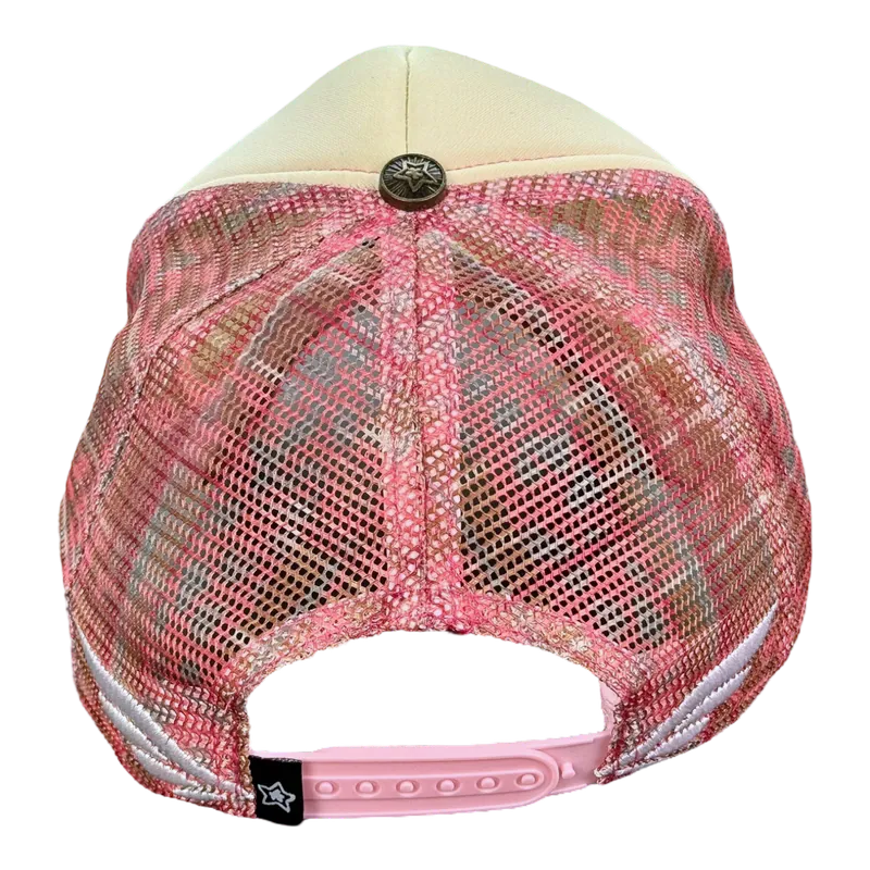Star Team Camo Plaid Trucker Hat - Pink