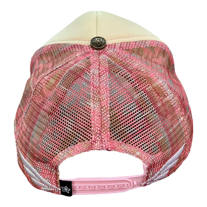 Star Team Camo Plaid Trucker Hat - Pink