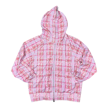 Star Team Leopard Plaid Full Zip Hoodie - Pink
