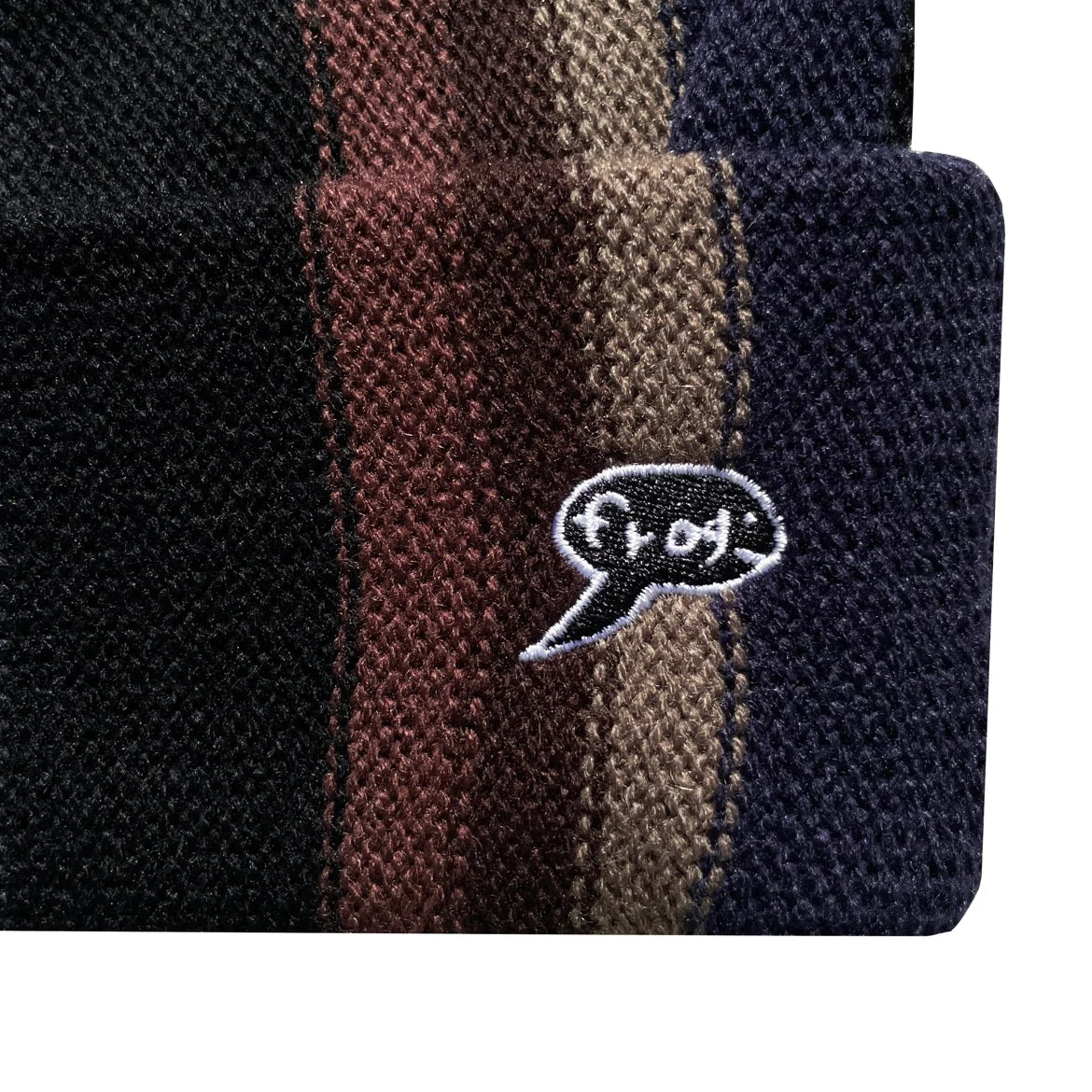 Frog Vertical Stripe Beanie - Navy/Grey