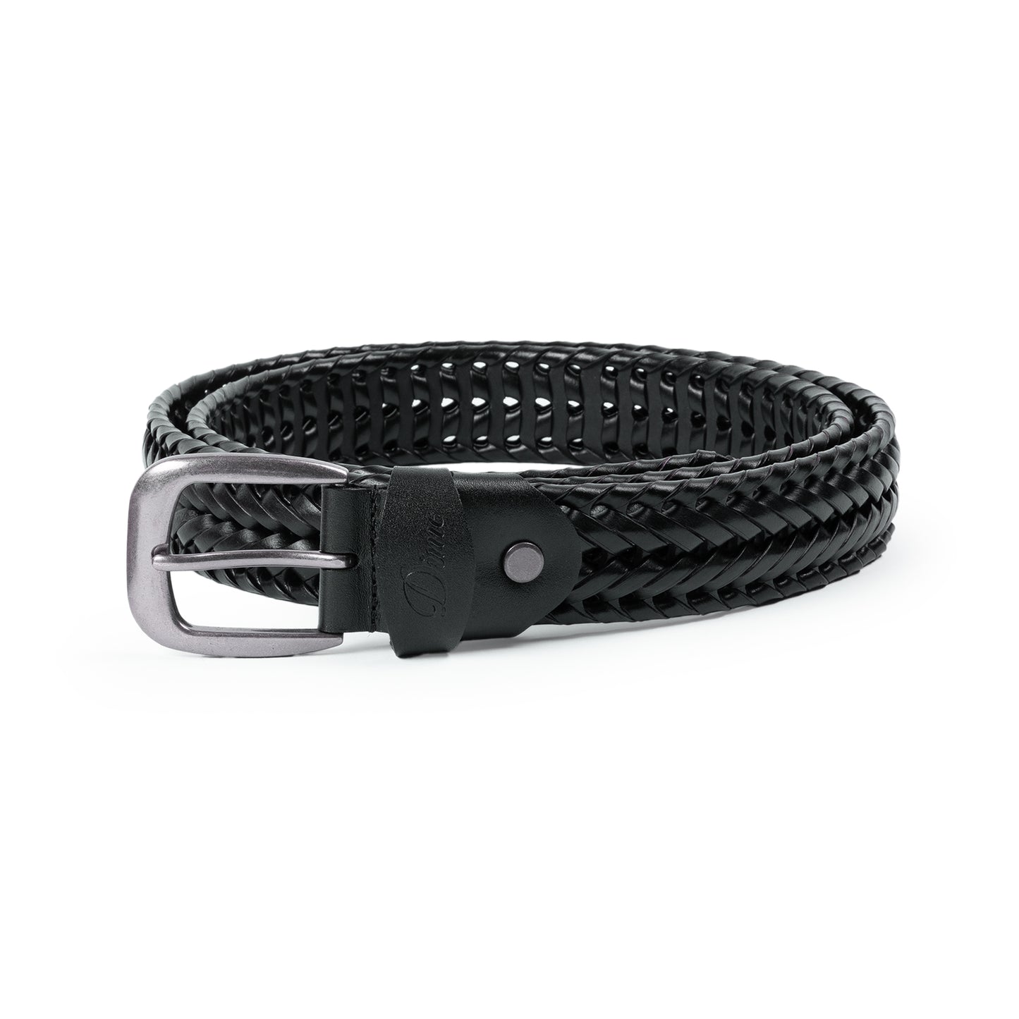 Dime Braided Leather Belt - Black