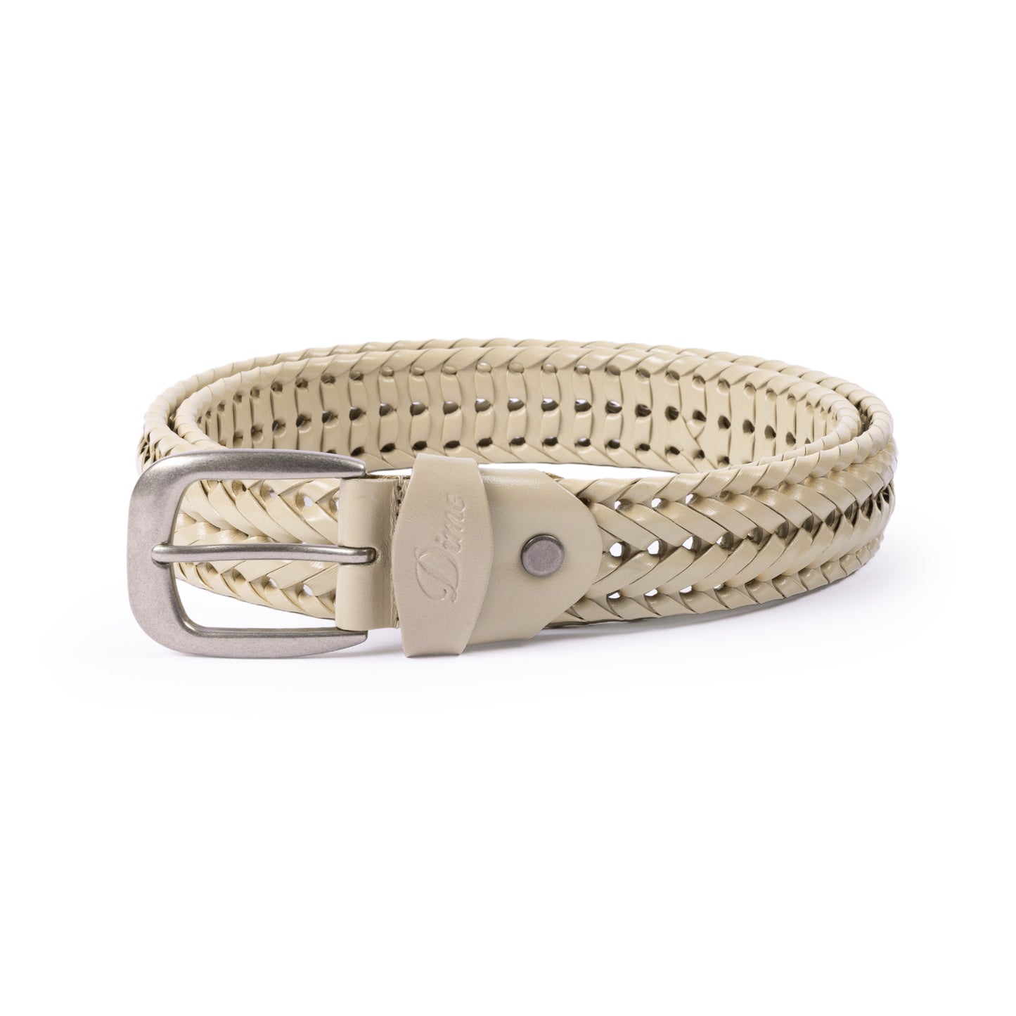 Dime Braided Leather Belt - Tan