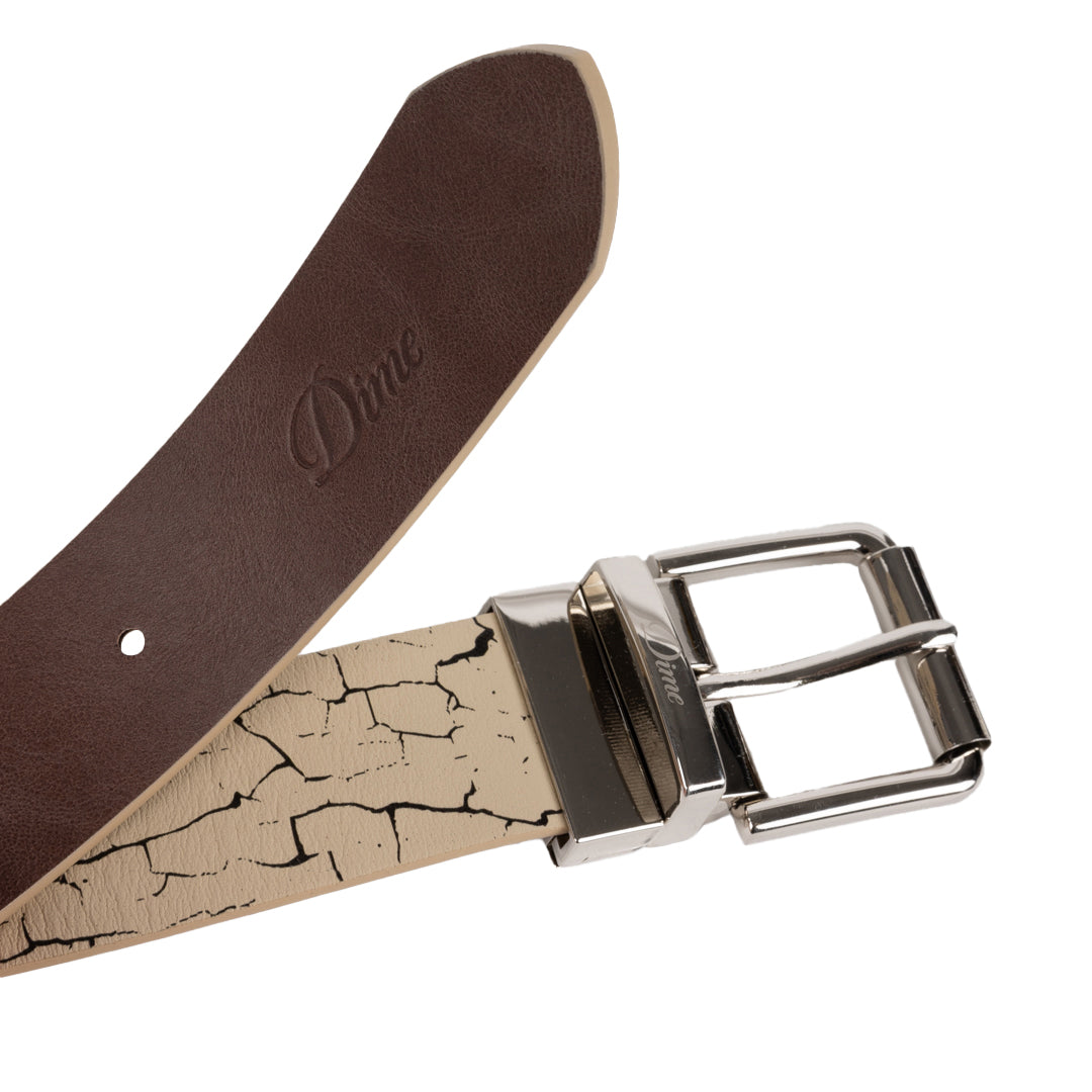 Dime Reversible Leather Belt - Beige/Brown