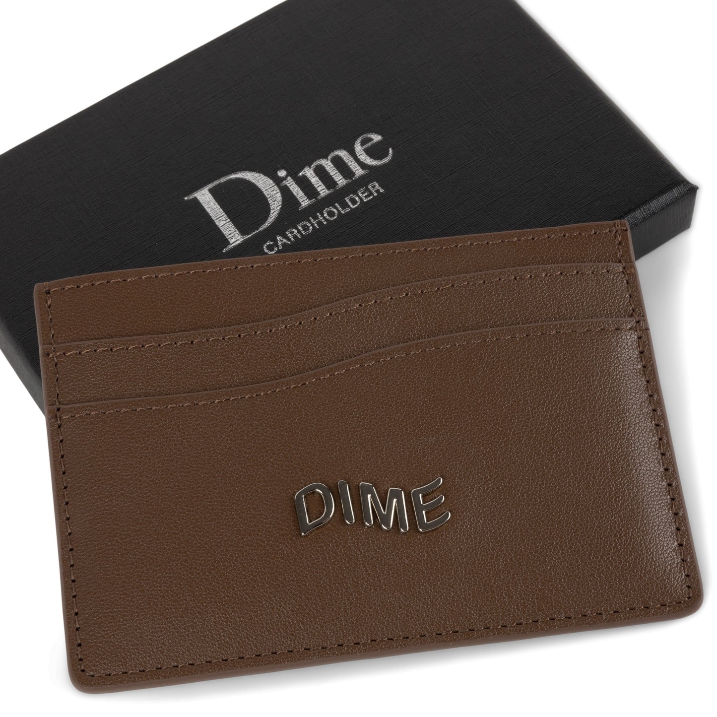 Dime Leather Cardholder - Brown