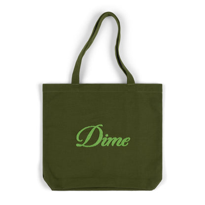 Dime Cursive Chenille Tote Bag - Grass