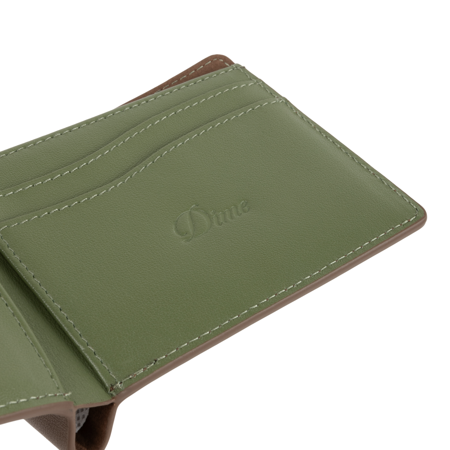 Dime Leather Bifold Wallet - Brown/Olive
