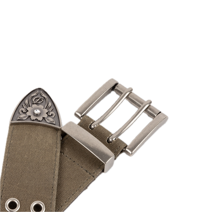 Dime Waxed Canvas Belt - Brown/Olive