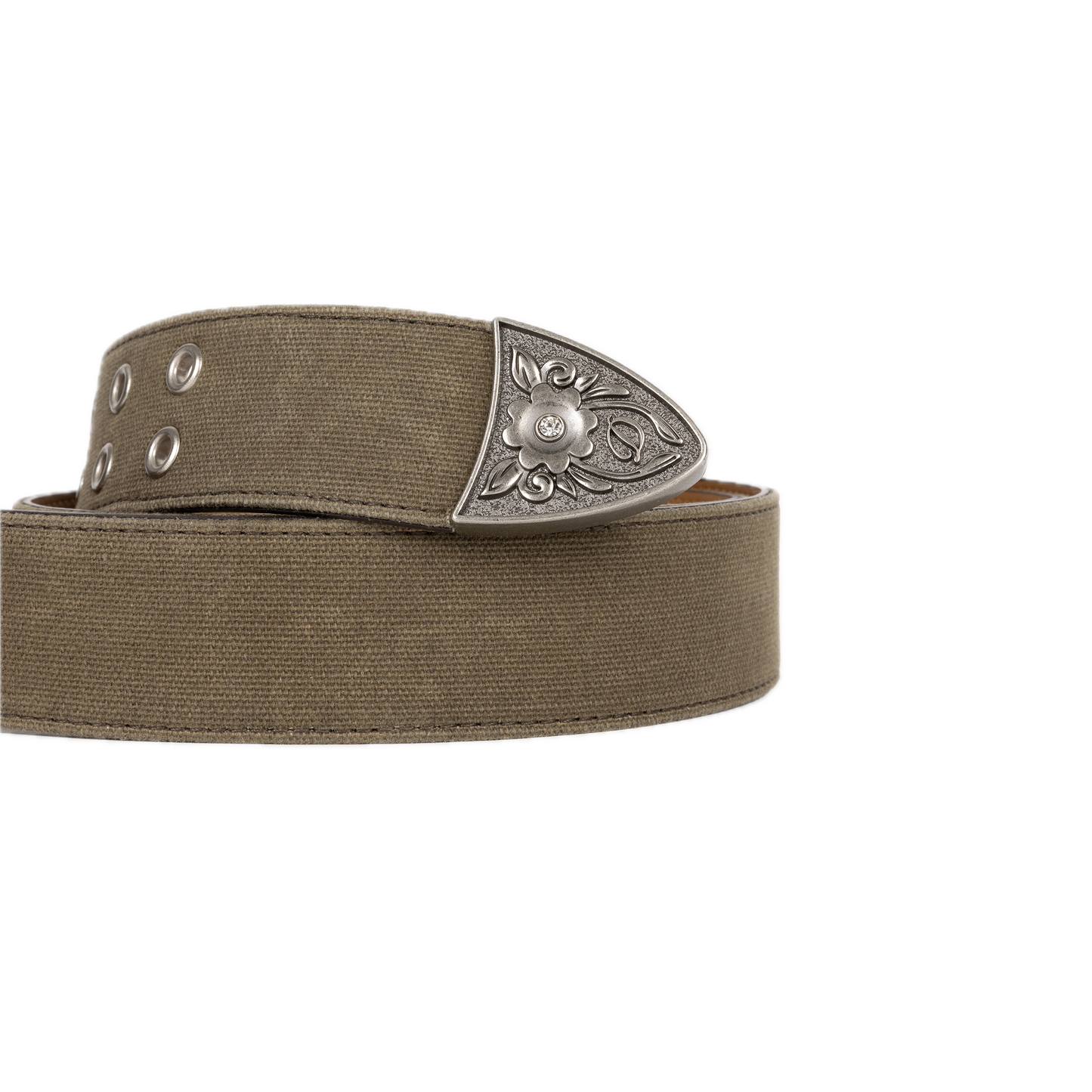 Dime Waxed Canvas Belt - Brown/Olive