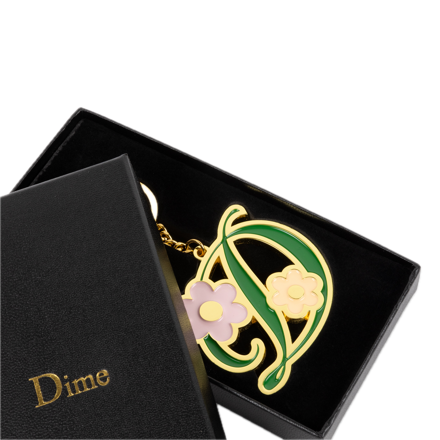 Dime Oversized Floral Keychain - Gold