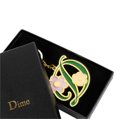 Dime Oversized Floral Keychain - Gold