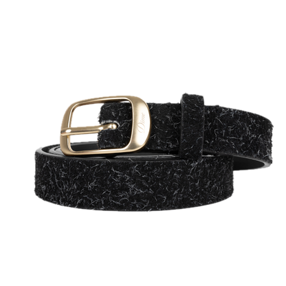 Dime Dress Leather Belt - Shaggy Black