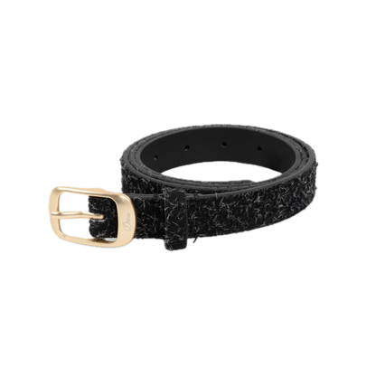 Dime Dress Leather Belt - Shaggy Black