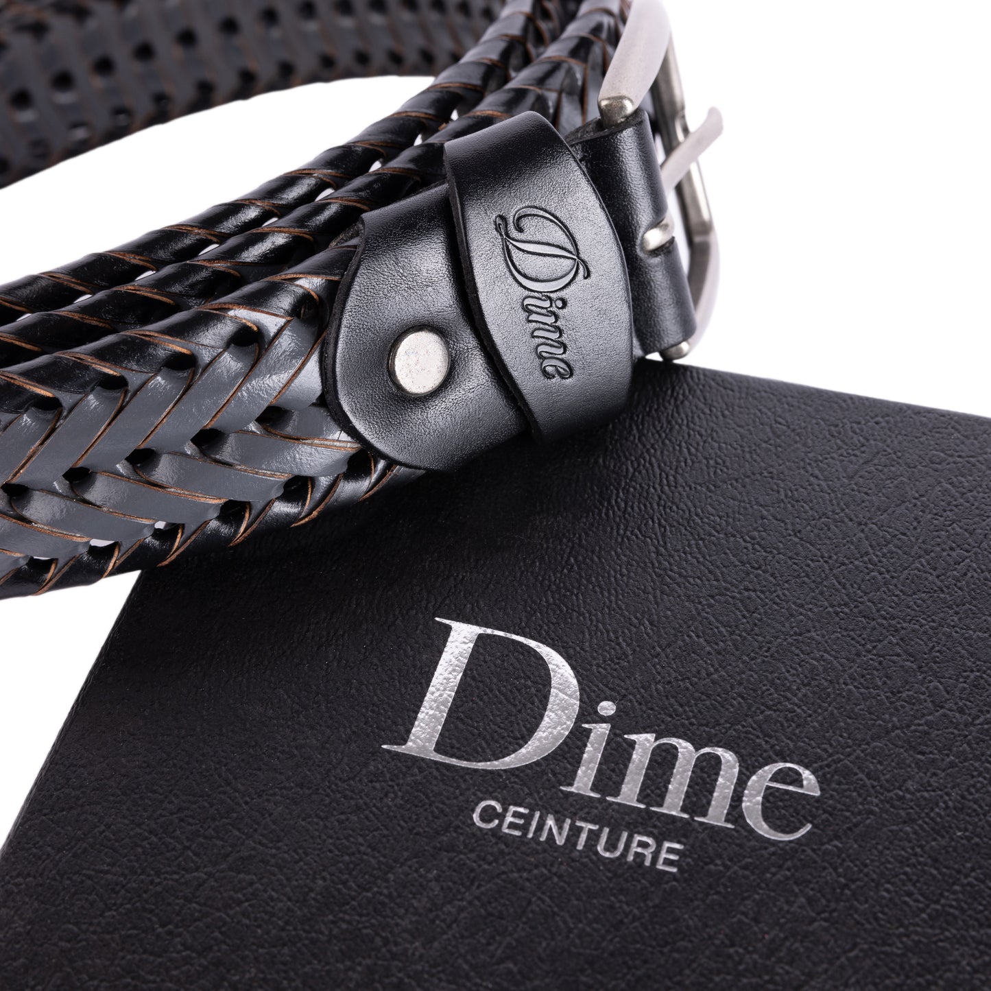 Dime Braided Leather Belt - Black/Charcoal