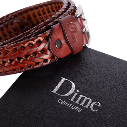 Dime Braided Leather Belt - Caramel/Brown