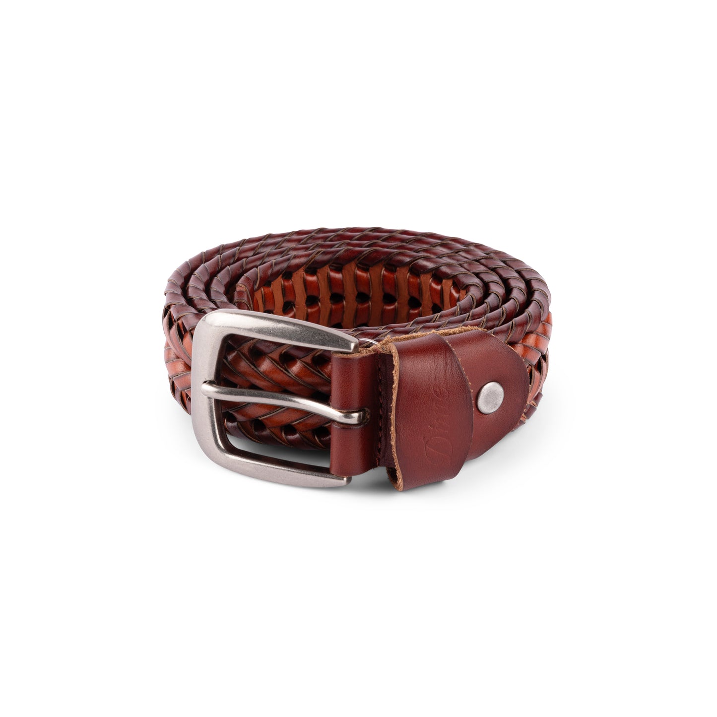 Dime Braided Leather Belt - Caramel/Brown