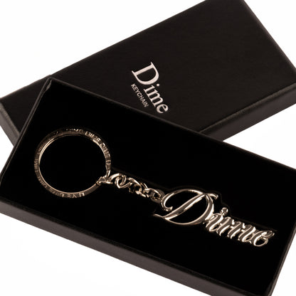 Dime Cursive Keychain - Silver