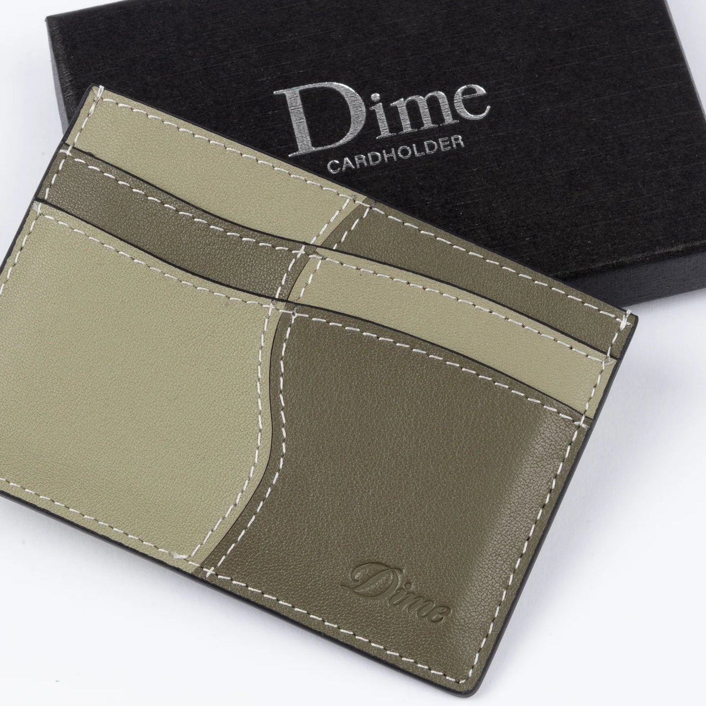 Dime Wave Leather Cardholder - Sage