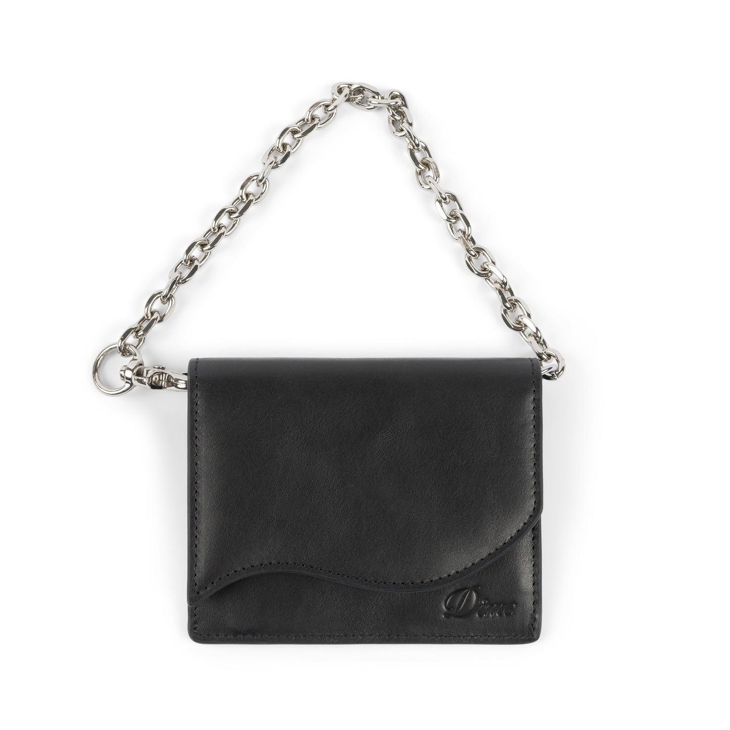 Dime Chain Leather Wallet - Black