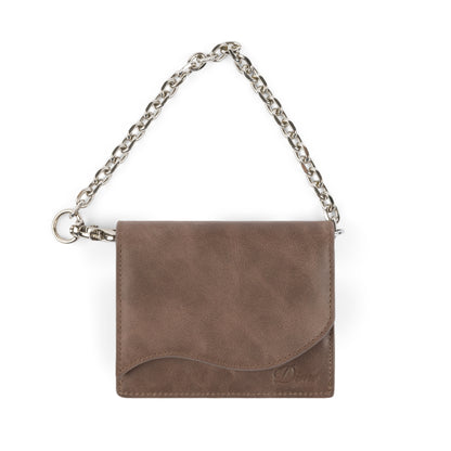 Dime Chain Leather Wallet - Brown