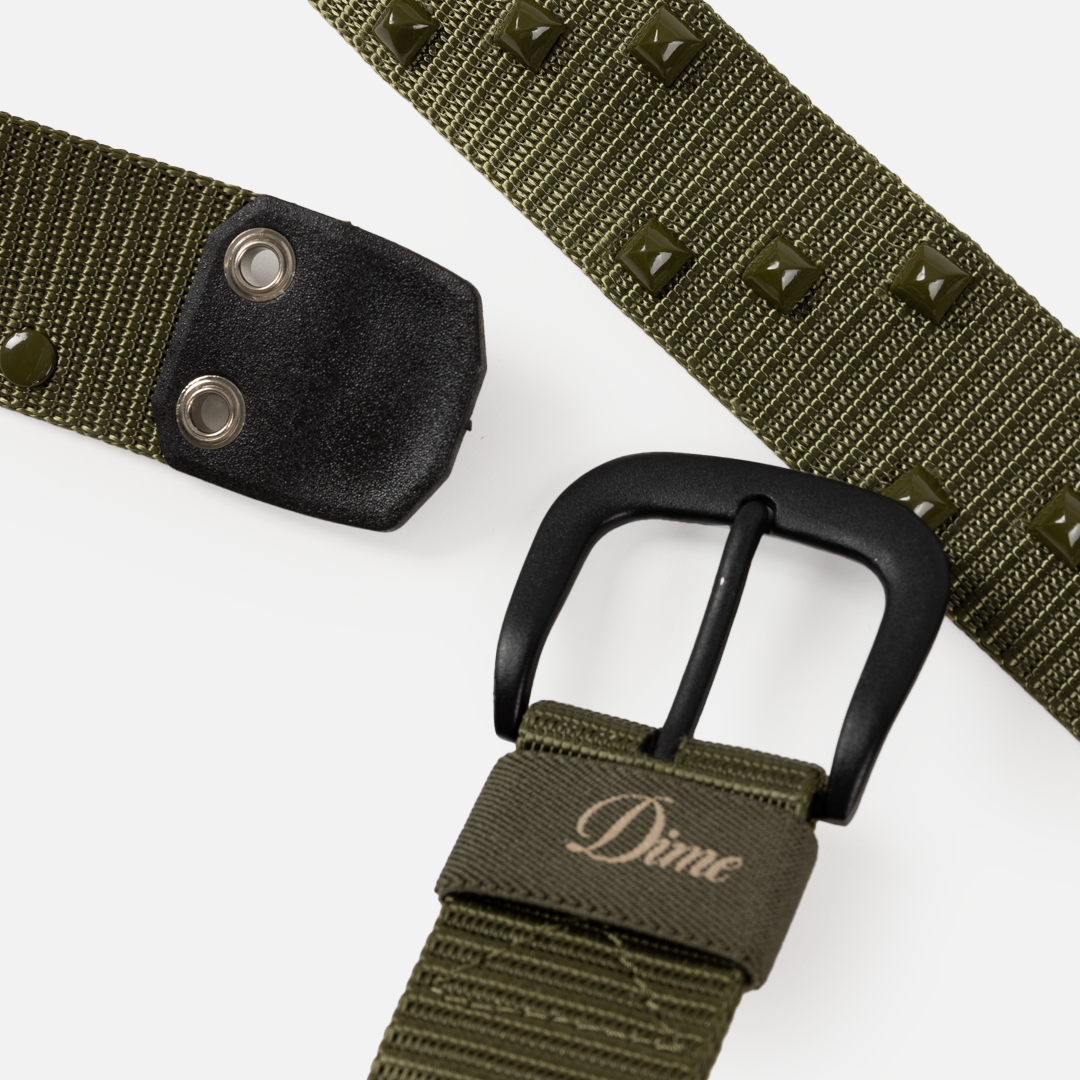 Dime Studded Belt - Army Green