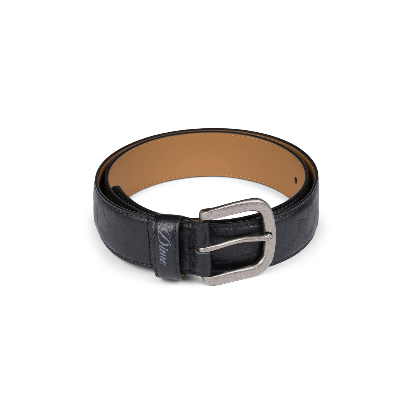 Dime Checkered Leather Belt - Black