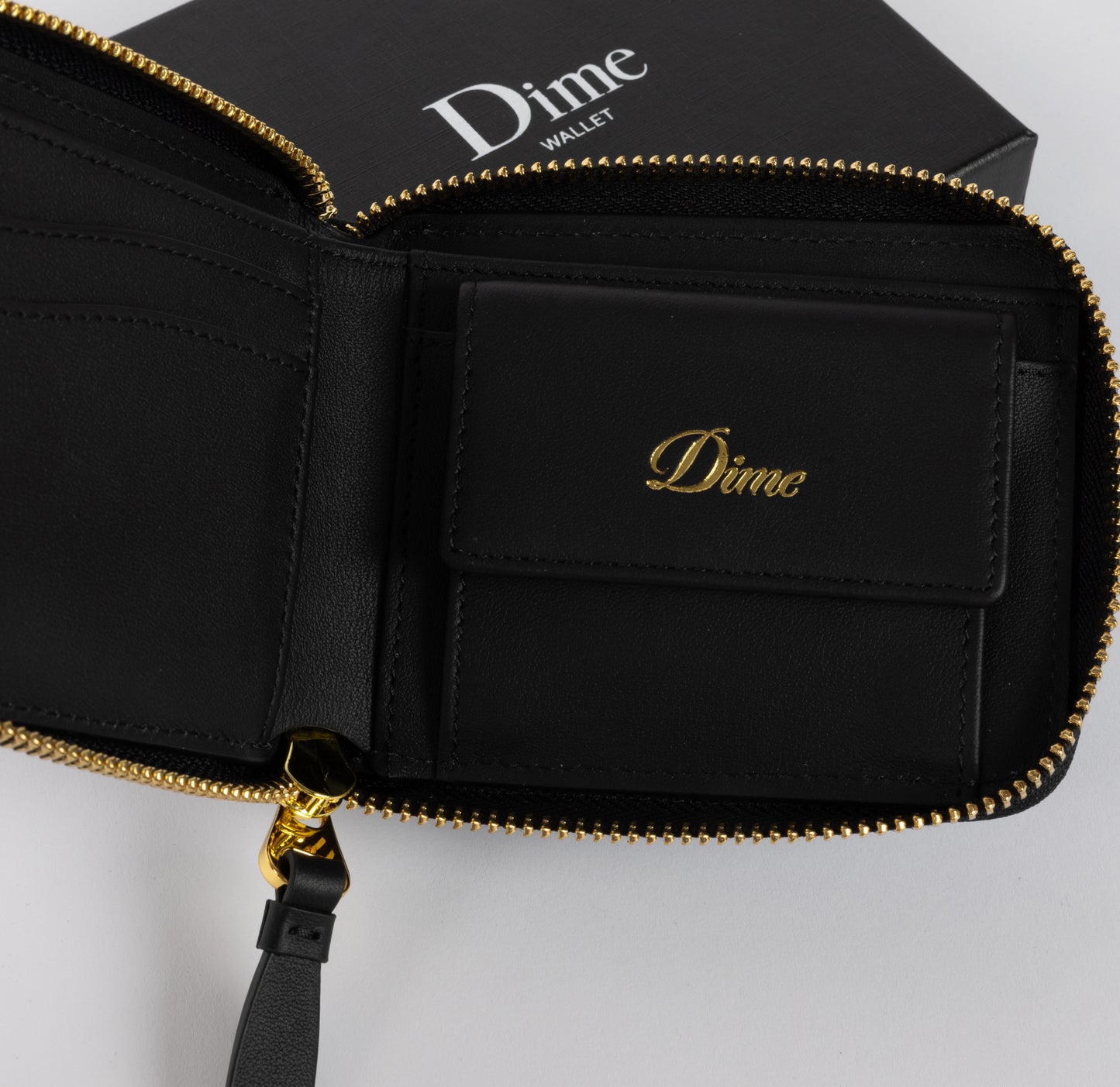 Dime Cursive Zip Wallet - Black